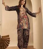 women ethnic motifs printed regular kurta with patiala
