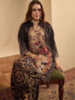 women ethnic motifs printed regular kurta with patiala 4
