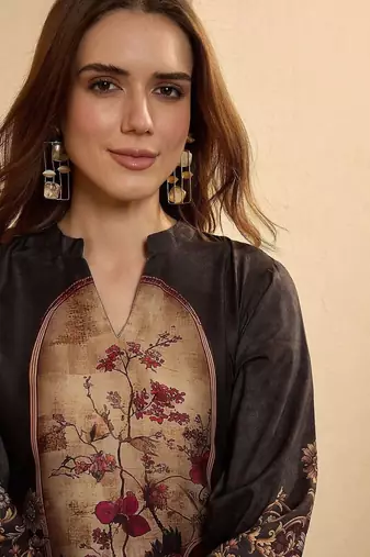 women ethnic motifs printed regular kurta with patiala