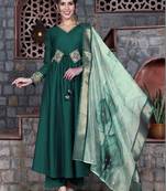 women ethnic motifs embroidered regular patchwork kurta with palazzos & with dupatta
