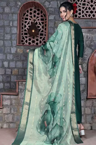 women ethnic motifs embroidered regular patchwork kurta with palazzos & with dupatta