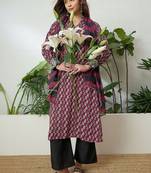 women ethnic motifs printed thread work kurta with trousers & with dupatta