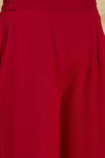 women ethnic motifs printed regular sequinned kurta with trousers