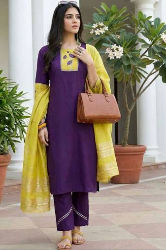 women ethnic motifs embroidered regular gotta patti kurta with trousers & with dupatta