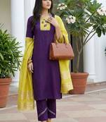 women ethnic motifs embroidered regular gotta patti kurta with trousers & with dupatta