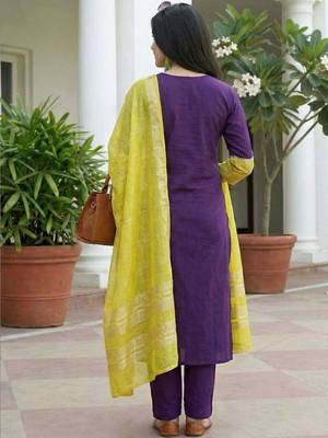 women ethnic motifs embroidered regular gotta patti kurta with trousers & with dupatta 3