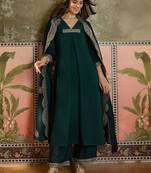 women ethnic motifs regular thread work kurta with palazzos & with dupatta