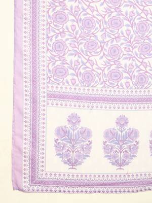 women floral printed regular linen kurta with palazzos & with dupatta 4