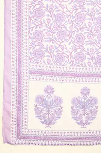 women floral printed regular linen kurta with palazzos & with dupatta