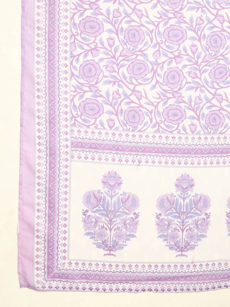 women floral printed regular linen kurta with palazzos & with dupatta