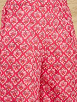 women floral printed regular linen kurta with palazzos & with dupatta 5