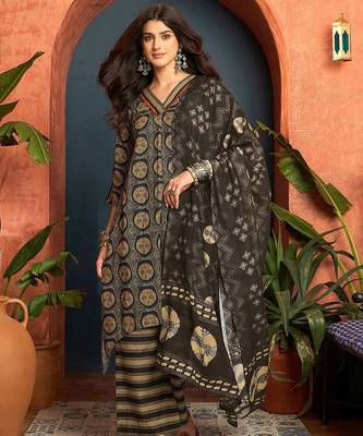 women ethnic motifs printed regular zardozi  cotton kurta with palazzos & with dupatta 2