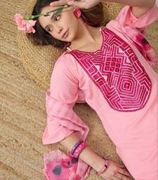 women ethnic motifs embroidered regular thread work kurta with palazzos & with dupatta