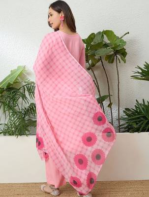 women ethnic motifs embroidered regular thread work kurta with palazzos & with dupatta 4