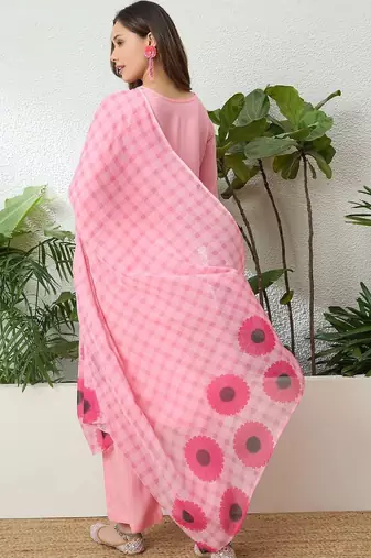 women ethnic motifs embroidered regular thread work kurta with palazzos & with dupatta