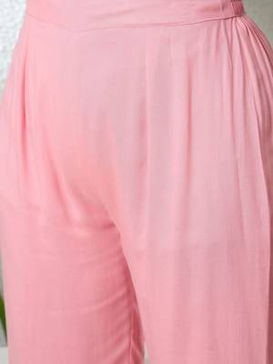 women ethnic motifs embroidered regular thread work kurta with palazzos & with dupatta 7
