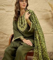 women ethnic motifs embroidered regular thread work kurta with patiala & with dupatta
