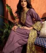 women ethnic motifs embroidered regular thread work kurta with patiala & with dupatta