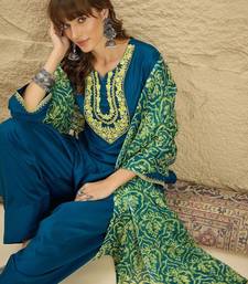 women ethnic motifs embroidered regular thread work kurta with patiala & with dupatta