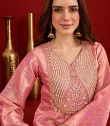 women embroidered regular sequinned kurta with farshi salwar set