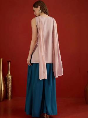 women ethnic motifs embroidered regular sequinned kurta with palazzos & with dupatta 5