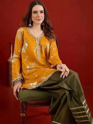 women floral printed regular gotta patti kurta with patiala 2