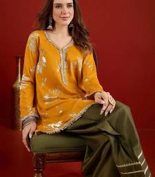 women floral printed regular gotta patti kurta with patiala
