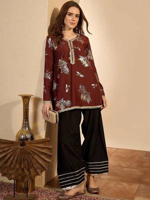 women floral printed regular kurta with farshi salwar set 1