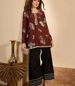 women floral printed regular kurta with farshi salwar set