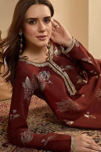 women floral printed regular kurta with farshi salwar set