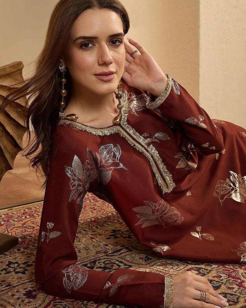 women floral printed regular kurta with farshi salwar set