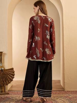 women floral printed regular kurta with farshi salwar set 6
