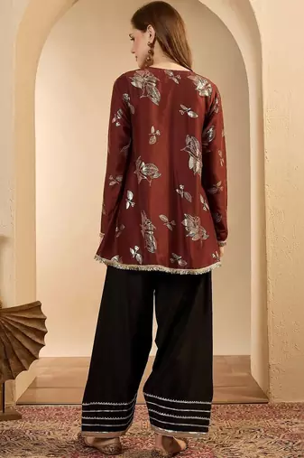 women floral printed regular kurta with farshi salwar set