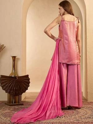 women ethnic motifs regular sequinned kurta with sharara & with dupatta 7