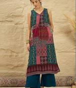 women ethnic motifs printed regular kurta with palazzos