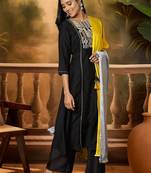 women ethnic motifs embroidered regular thread work kurta with palazzos & with dupatta