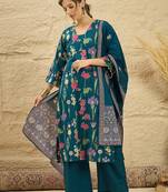 women floral printed regular  cotton kurta with palazzos & dupatta