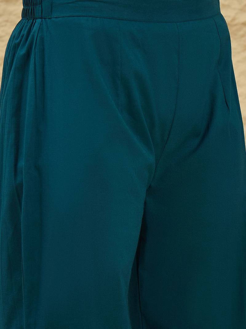 women floral printed regular  cotton kurta with palazzos & dupatta