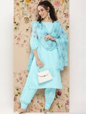 women floral regular thread work kurta with patiala & with dupatta 1