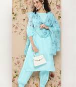 women floral regular thread work kurta with patiala & with dupatta