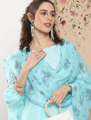 women floral regular thread work kurta with patiala & with dupatta 2