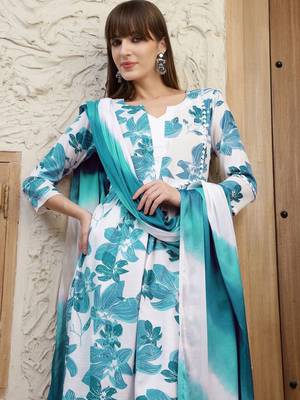 women floral printed regular  cotton kurta with trousers & with dupatta 2