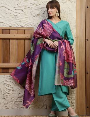 women floral regular thread work kurta with palazzos & with dupatta 1