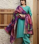 women floral regular thread work kurta with palazzos & with dupatta