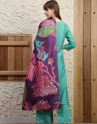 women floral regular thread work kurta with palazzos & with dupatta 6