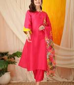 women floral regular kurta with trousers & with dupatta