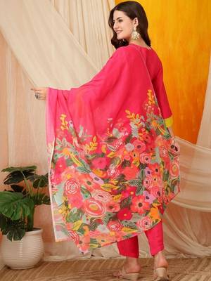 women floral regular kurta with trousers & with dupatta 6