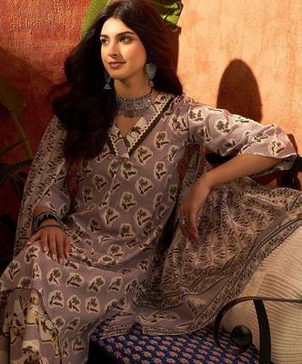 women floral printed regular zardozi  cotton kurta with palazzos & with dupatta 2