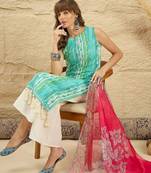 women dyed regular kurta with palazzos & with dupatta