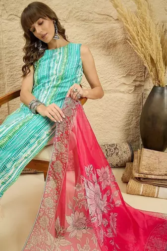 women dyed regular kurta with palazzos & with dupatta